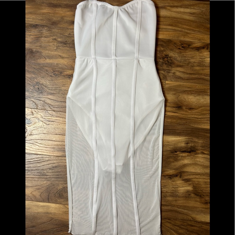 PRETTYLITTLETHING mesh dress with attached bodysuit